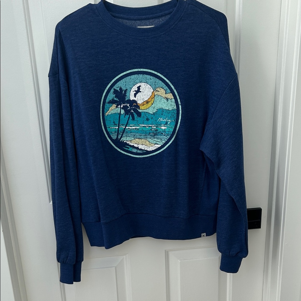 Hurley Blue Beach Graphic Oversized Sweatshirt